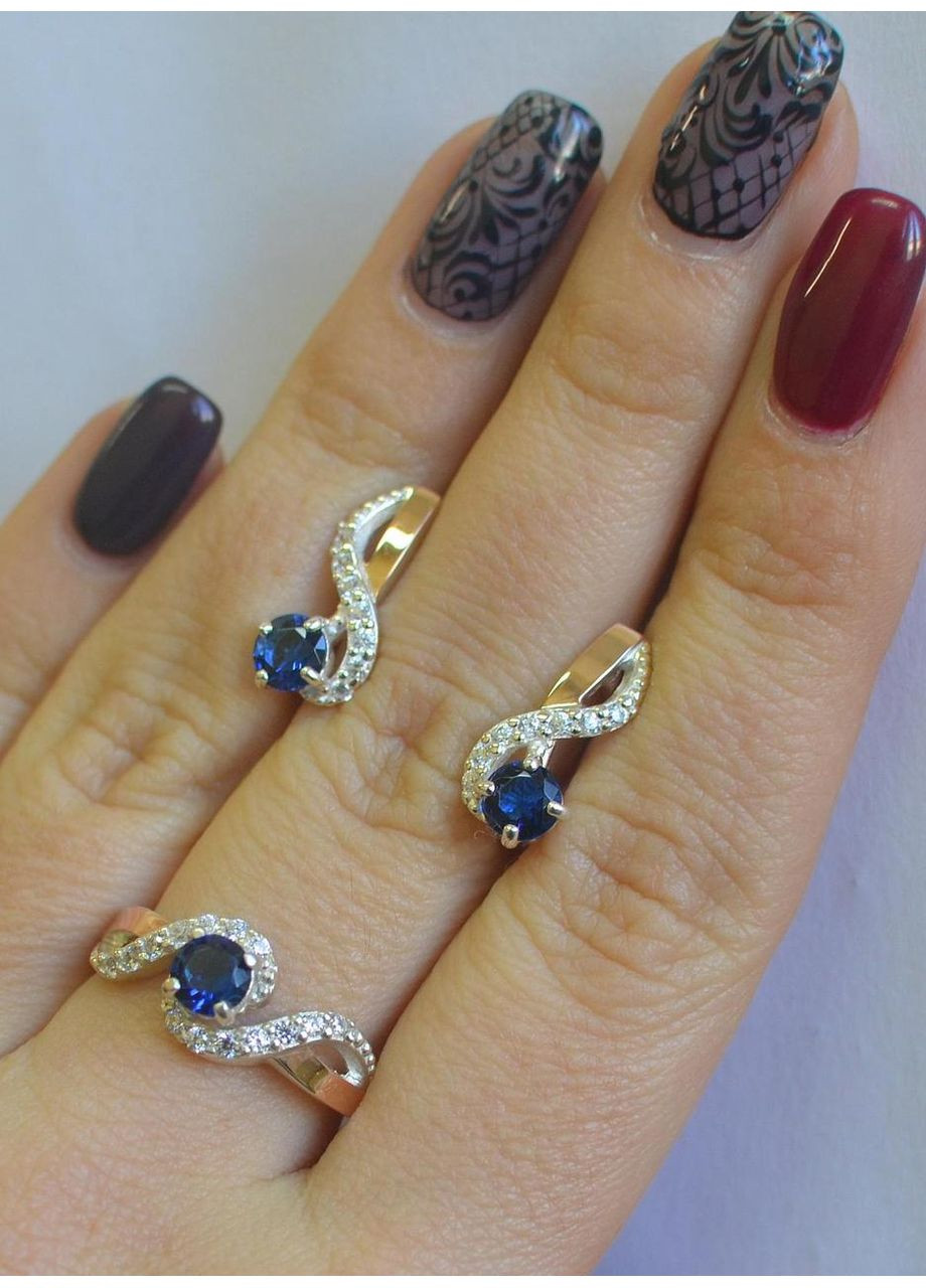 Серебряный комплект с накладками из золота Silver Style (367268383)