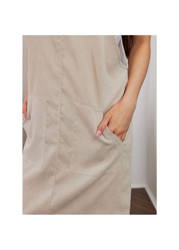 Бежевое сарафан из вельвета, размер одежды m, цвет бежевый. Badger