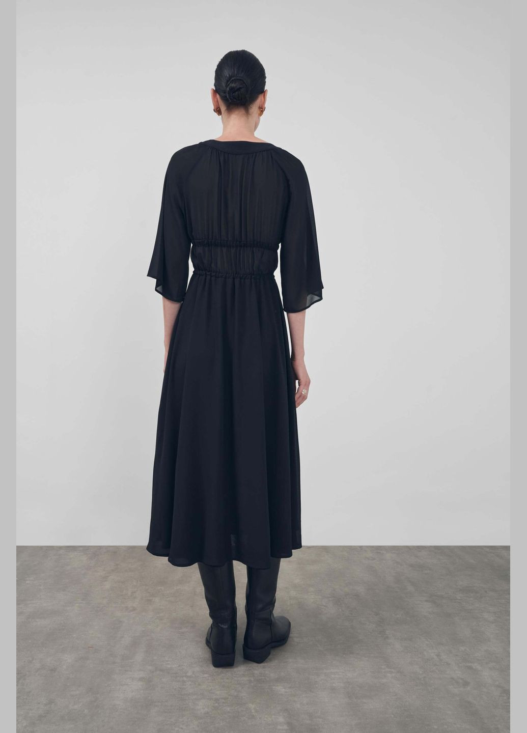 Черное праздничный, коктейльное, вечернее черное шифоновое платье FLOW