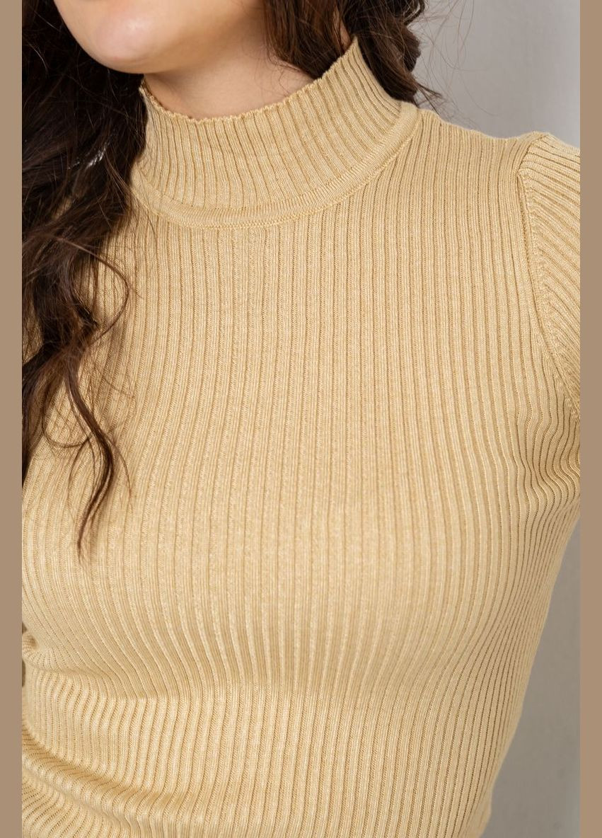 Бежевий водолазка жіноча в рубчик, колір світло-сірий, 214r91306 Ager