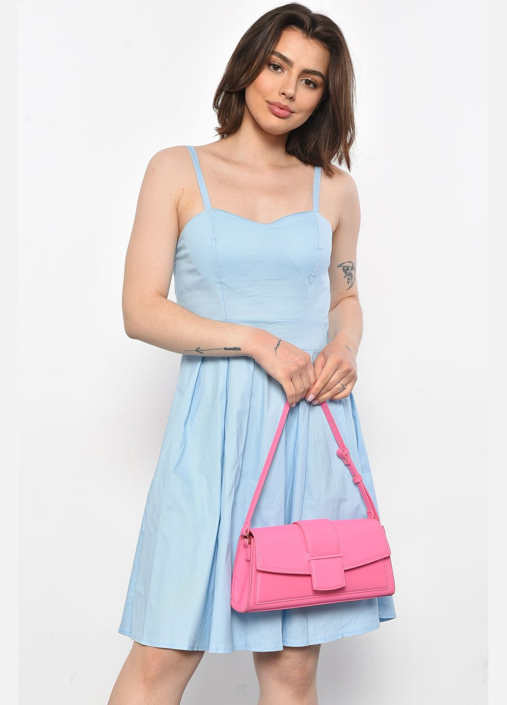 Сарафан жіночий блакитного кольору Let's Shop (293337752)