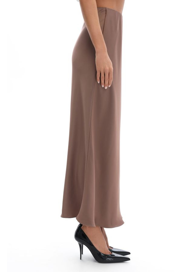 Коричневая праздничный, коктейльный, кэжуал, офисная, повседневная, откровенный, вечерний юбка длинная шелковая мокко 754186 German Volf а-силуэта (трапеция)