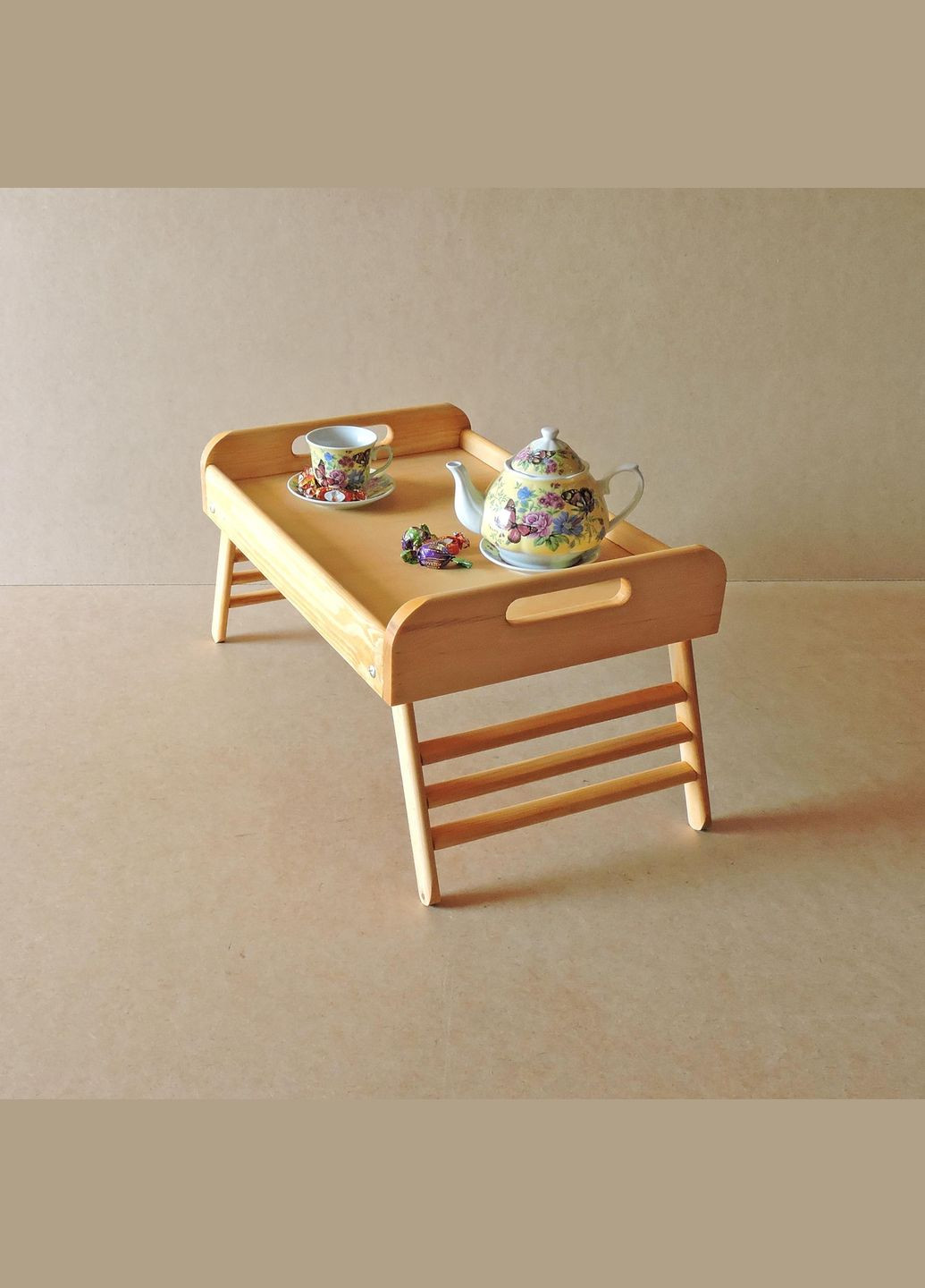 Столик-піднос для сніданку з дерева Вермонт ваніль (СТП-000702) No Brand (327865802)