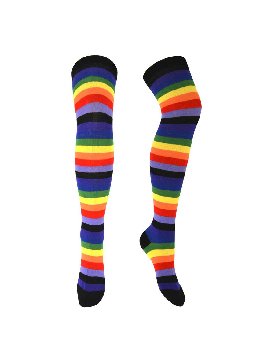 Панчохи веселкові бавовняні чорні зі смужками No Brand (311223026)