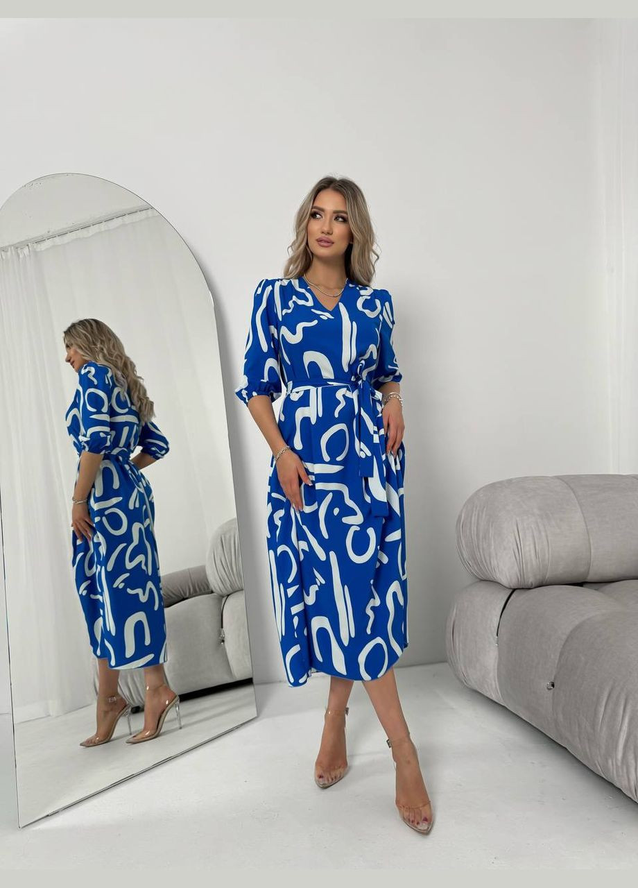 Синя кежуал сукня N.Family з абстрактним візерунком