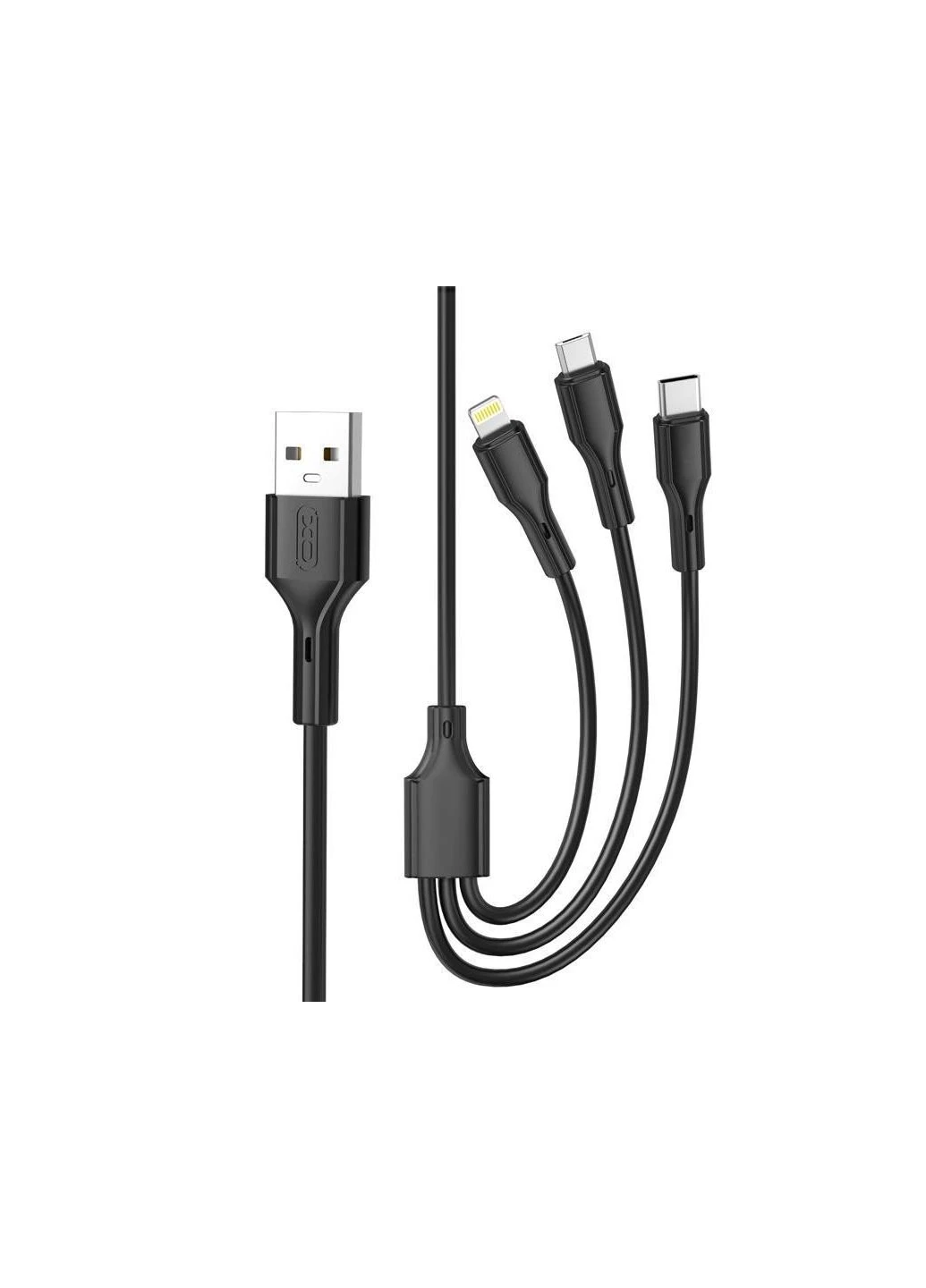 Дата кабель USB 2.0 AM to Lightning + Micro 5P + USB-C 3A black (ek20200) XO USB 2.0 AM to Lightning + Micro 5P + USB-C 3A blac (392056629)