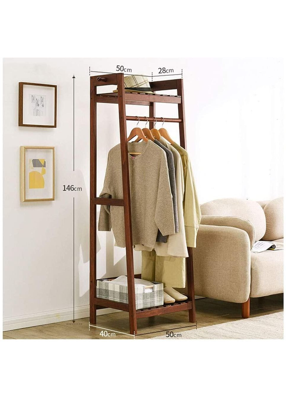 Стійка вішалка для одягу з дерева Торос 50 капучино (СВГ-504209) No Brand (328076902)