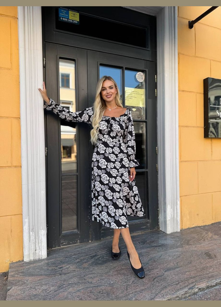 Черно-белое универсальное платье миди Fashion