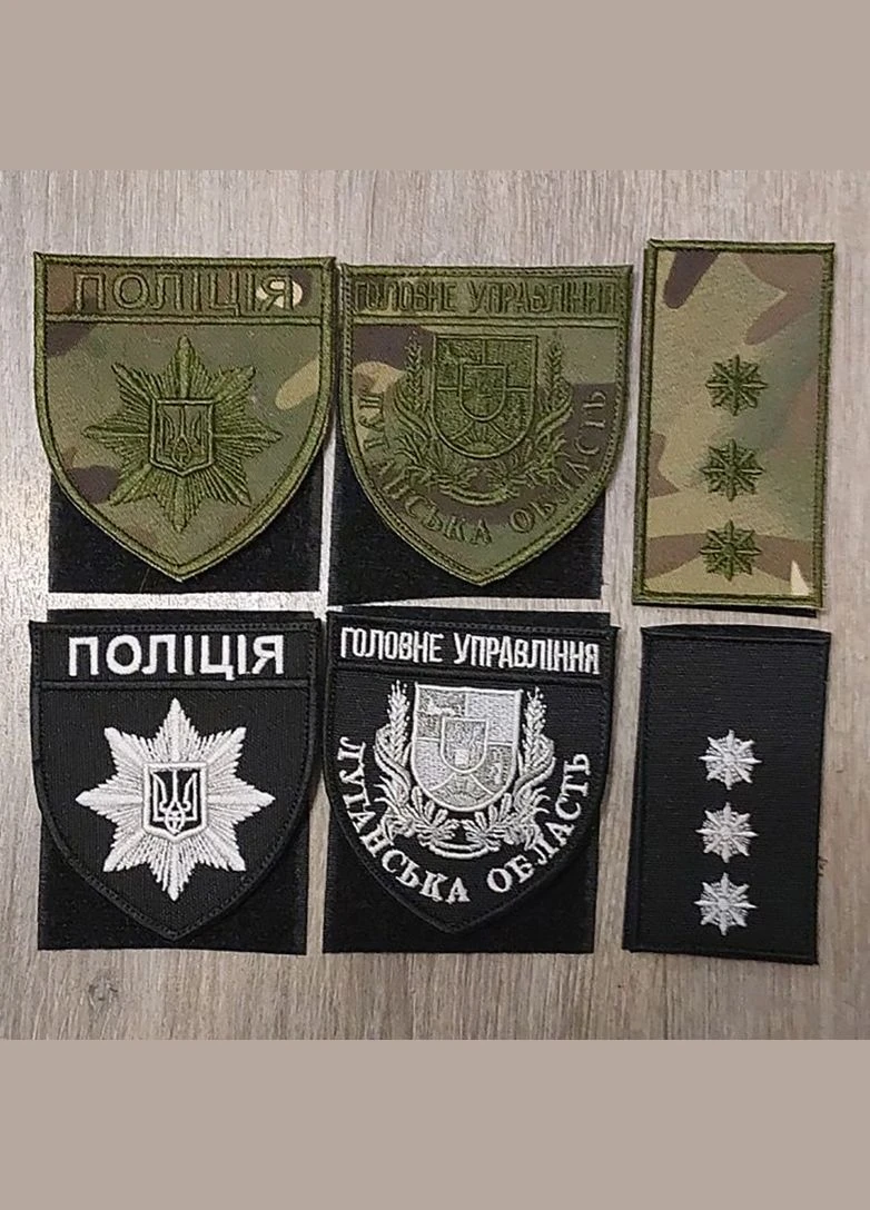 Погон Поліції чорно-білий без номеру на чорному фоні No Brand (356512161)
