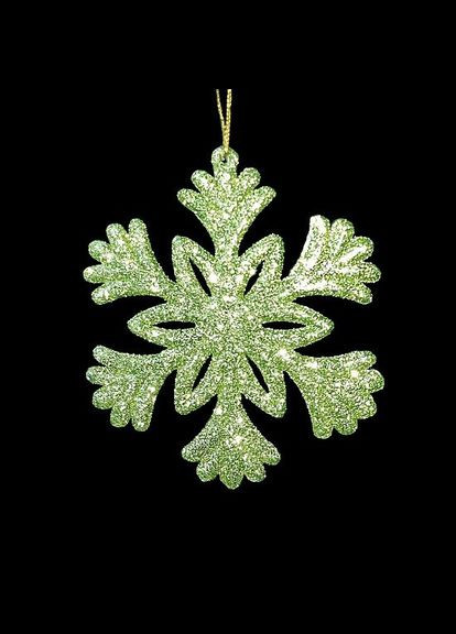 Набор новогодних украшений 10 см, Снежинка, 6 шт, пластик, зеленый с блестками Jumi (329408098)