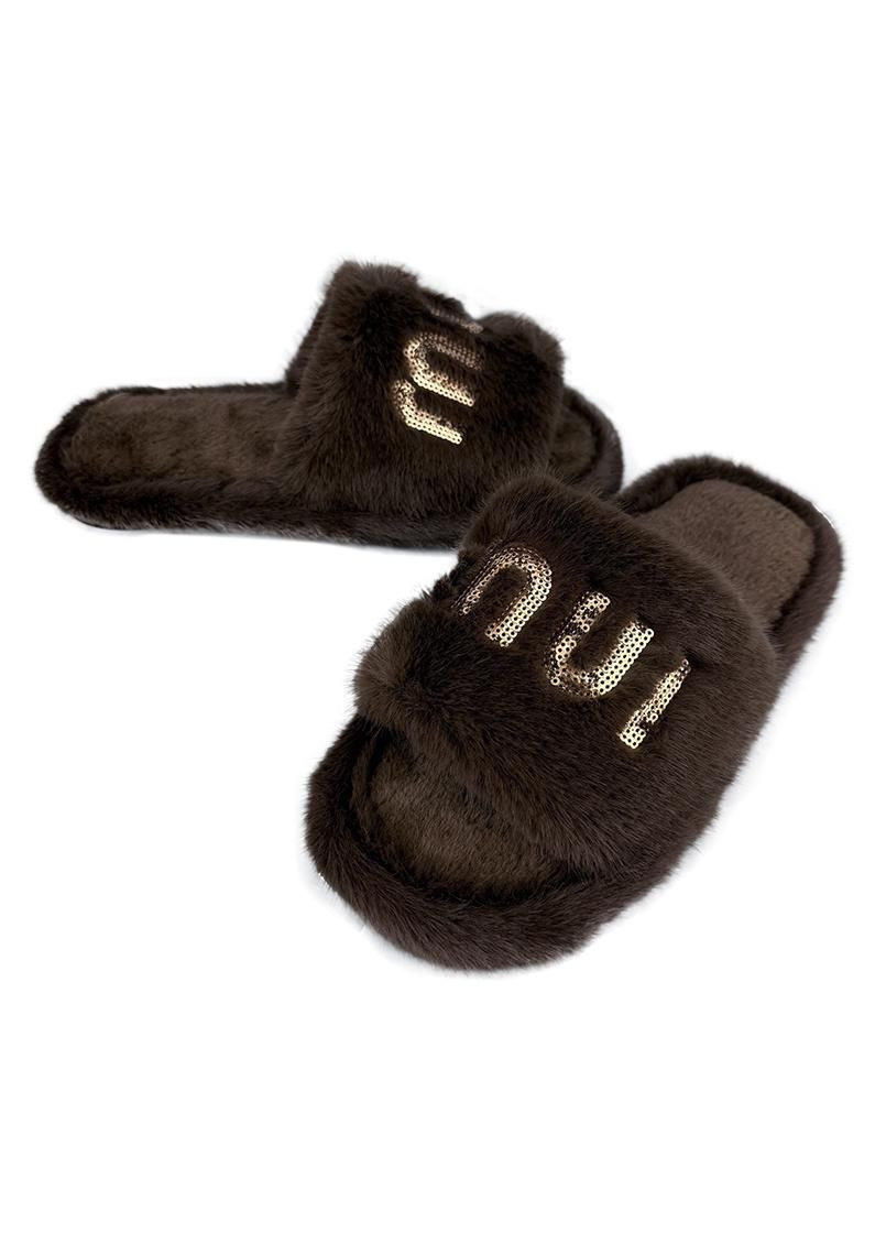 Коричневые домашние тапочки женские коричневые 8012-3 Jomix