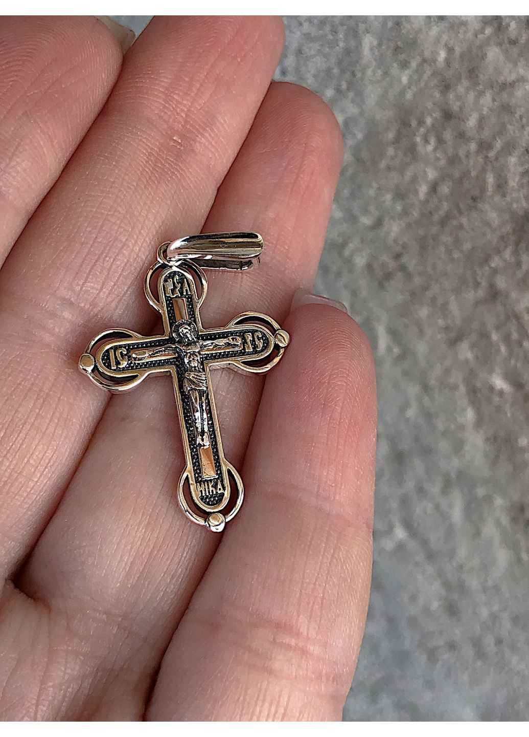 Серебряный православный крестик с золотыми пластинами. Кулон из 925 пробы Спаси и Сохрани DeLoS (352229397)