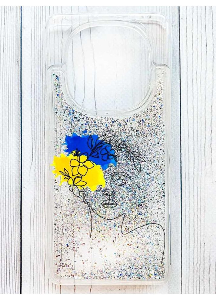 Чохол з плаваючими срібними блискітками на Xiaomi Redmi Note 14 Pro 4G Українка Арт (принт 3) Creative (364316598)