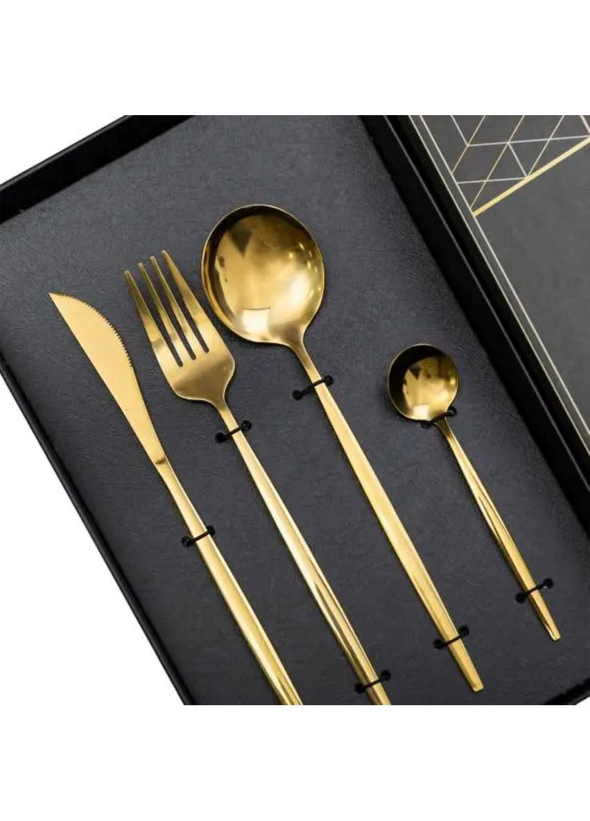 Набор столовых приборов 24 предмета набор ложек вилок и ножей на 6 персон Золотой Jooki (358705497)