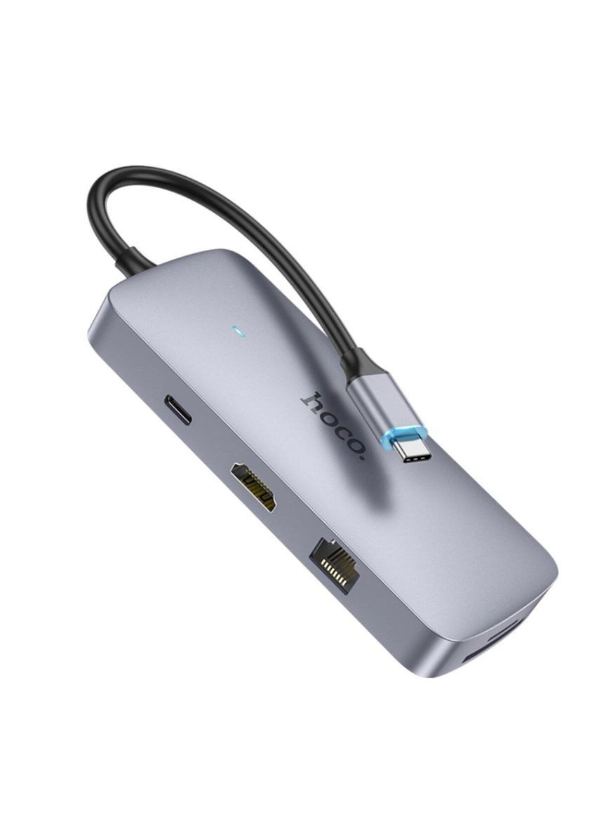 Кабель-перехiдник HB32 Season Type-C 8-in-1 multi-function converter Metal Gray Hoco (355412600)