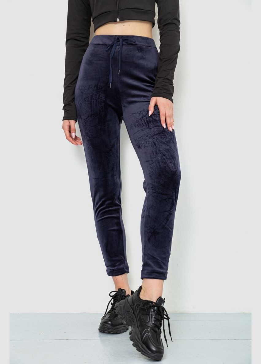 Спортивные штани женские велюровые черные однотонные размер L Ager (316318473)