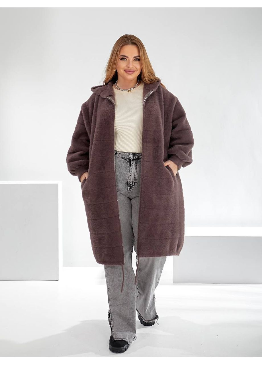 Розово-коричневое Пальто-кардиган Батал No Brand