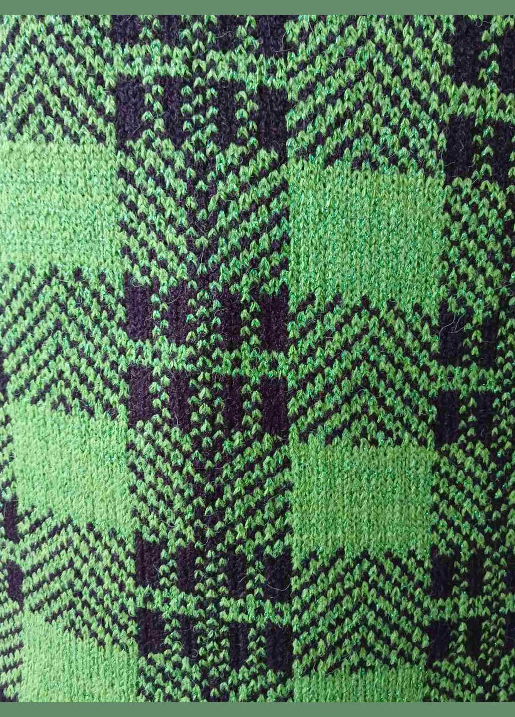 Жіночий теплий в'язаний зимовий костюм у клітку, водолазка з широкими штанами, зелений акрил в'язка No Brand (315701313)