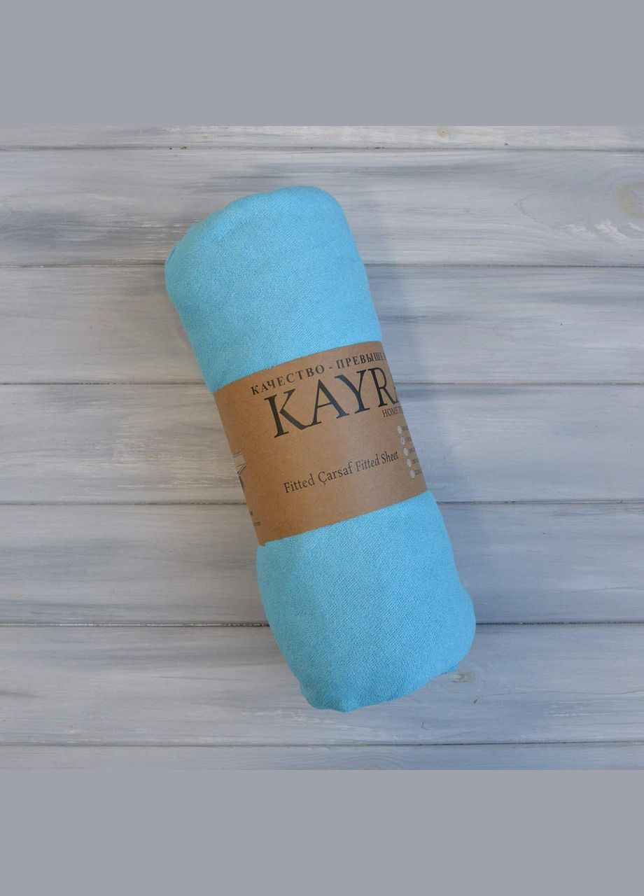 Простирадло 200х220+25см махрове на резинці Бірюзове Kayra (318382596)