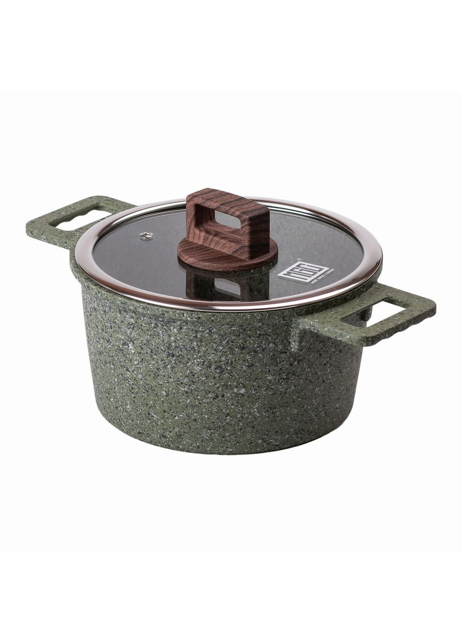 Алюмінієва каструля об'ємом 3 літри з кришкою Ø 20 (см), з антипригарним покриттям HP-4-445GR (A-033106) MGC (341307509)