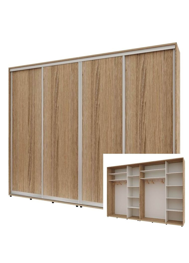 Шафа-купе чотиридверна 300*60*220 см Натуральний 4 двері ДСП Стандарт Комфорт Меблі (360477619)