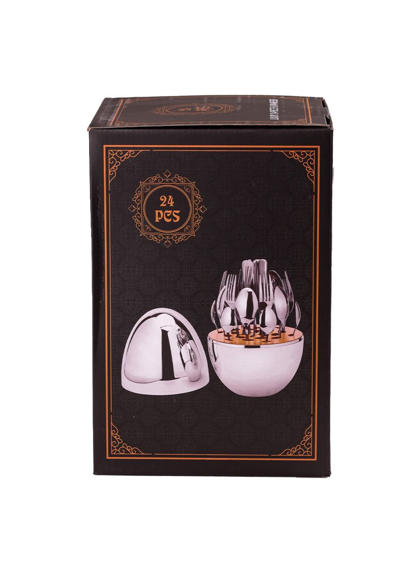 Набор столовых приборов на 6 персон из нержавеющей стали Серебряный 24 штуки в яйце TS Kitchen Сталь No Brand (317311010)