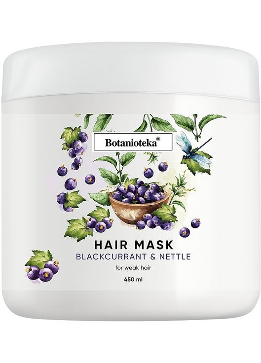 Маска для ослабленого волосся "Чорна смородина й кропива" Mask For Weak Hair 450ml (863416-176844) Botanioteka (369125509)