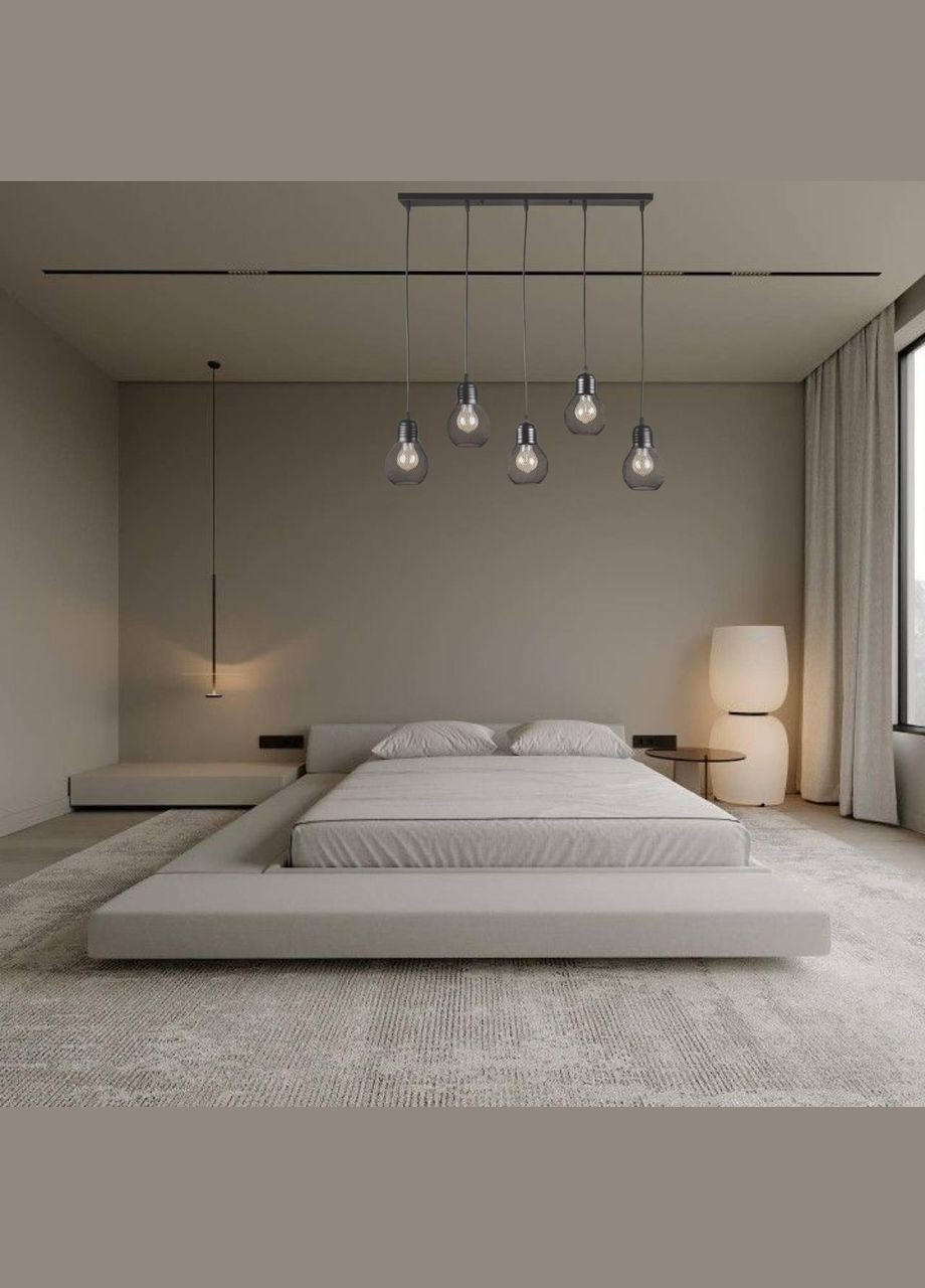 Чорна люстра "Лампочки" у стилі лофт (907-004F-5 BK (700)) No Brand (370070742)