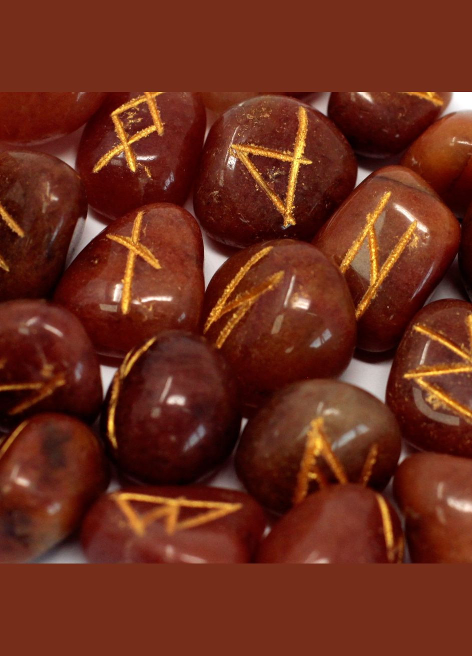 Скандинавські руни з натурального каміння. Набір з Червоного авантурину з мішечком No Brand (300159249)