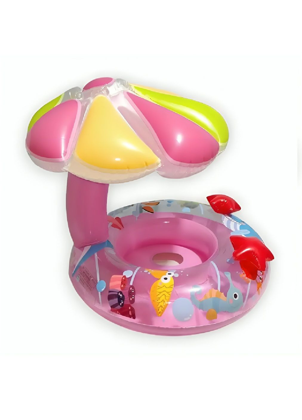 Детский надувной круг с прорезями для ног зонтиком для купания плавания в бассейне на пляже 78 см (480468-Prob) Розовый Unbranded (336144007)