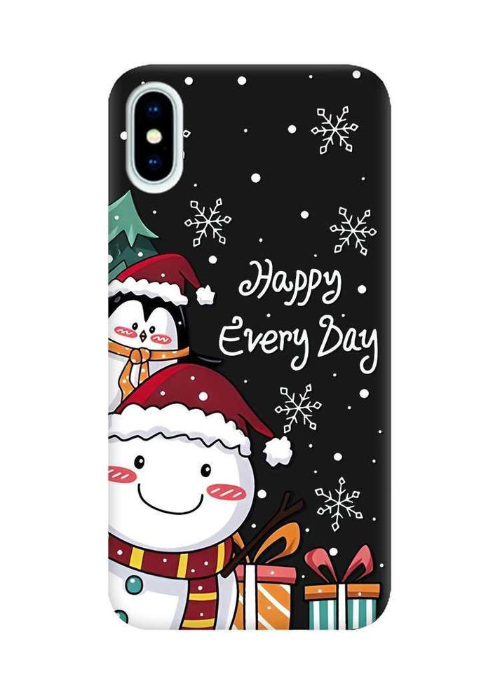 Матовый чехол на iPhone X/Xs:: Снеговик и пингвин (новогодний принт 156) Creative (362962906)