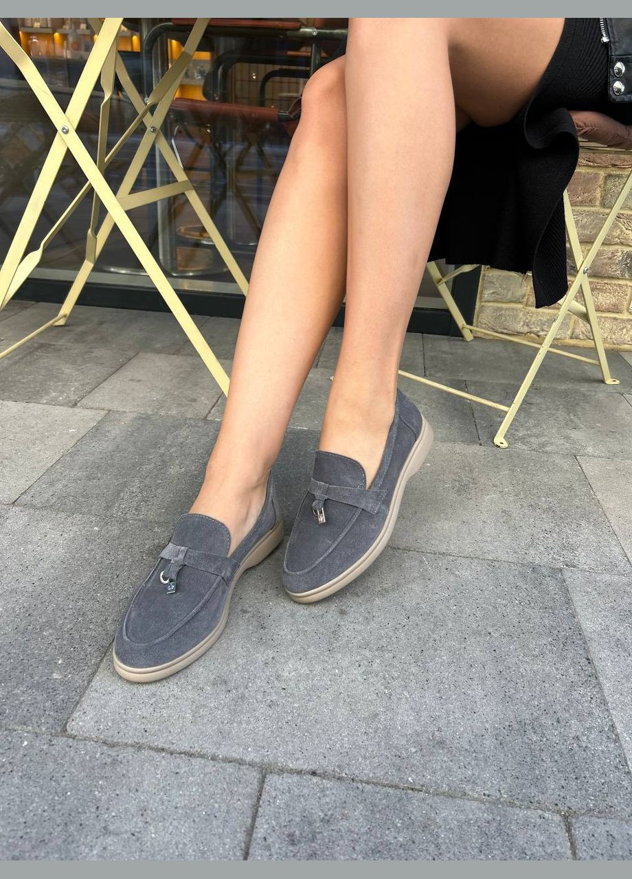 No Brand Жіночі стильні лофери натуральний сірий колір замш колір сірий з натуральна замша, — демісезон (302450715)