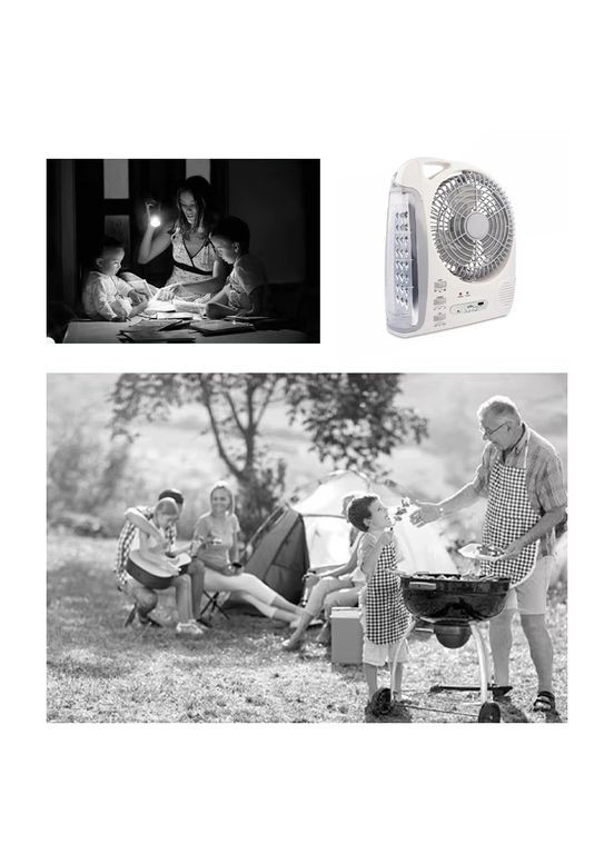 Портативный вентилятор с солнечной батареей с LED фонарем и радиоприемником 2 скорости мини кондиционер 6 в 1 (S4101) Home (361161971)