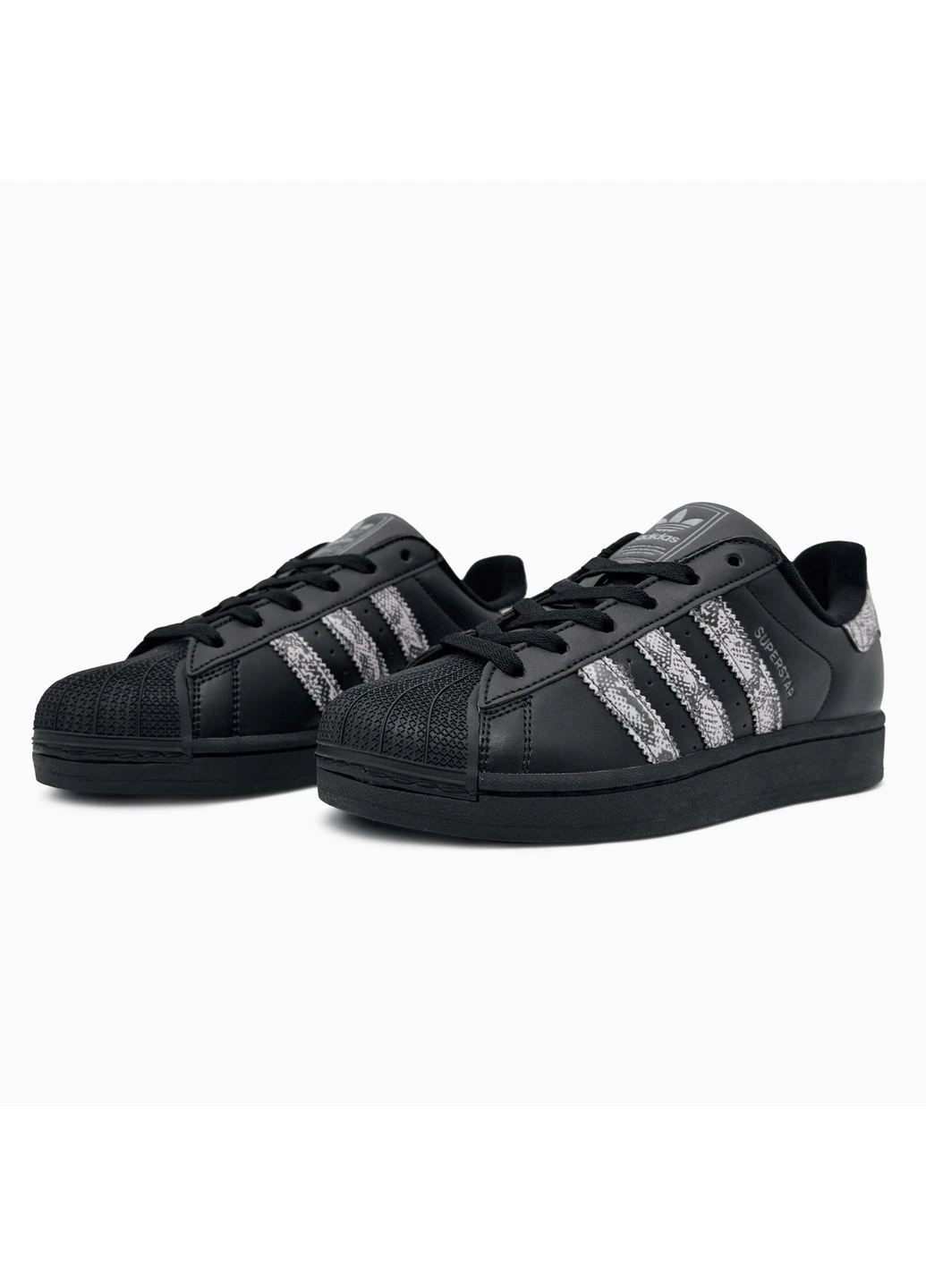 Черные летние кроссовки adidas superstar ii black/snakeskin адидас суперстар No Brand
