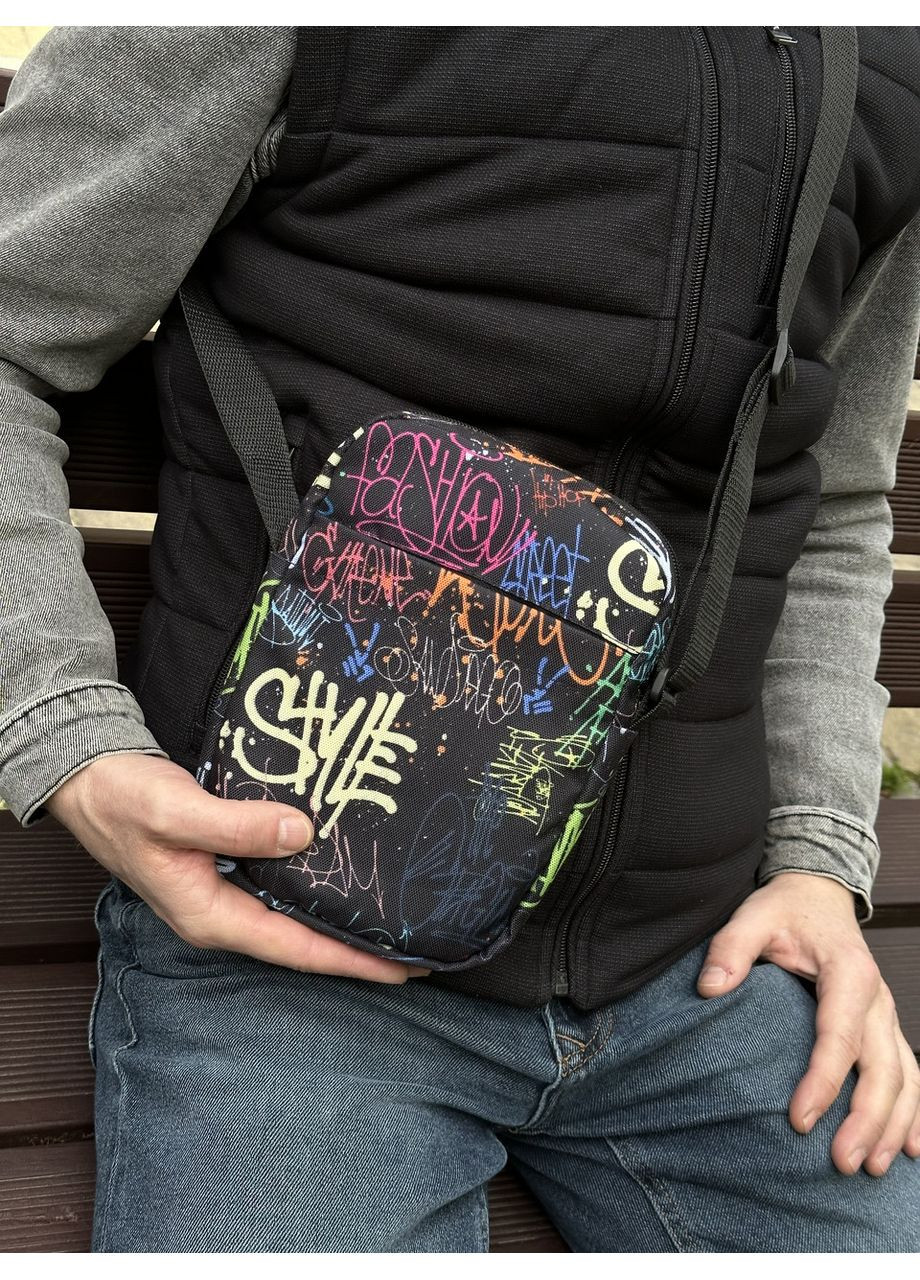 Сумка через плече барсетка спортивна чоловіча графіті кольорова No Brand (350613657)