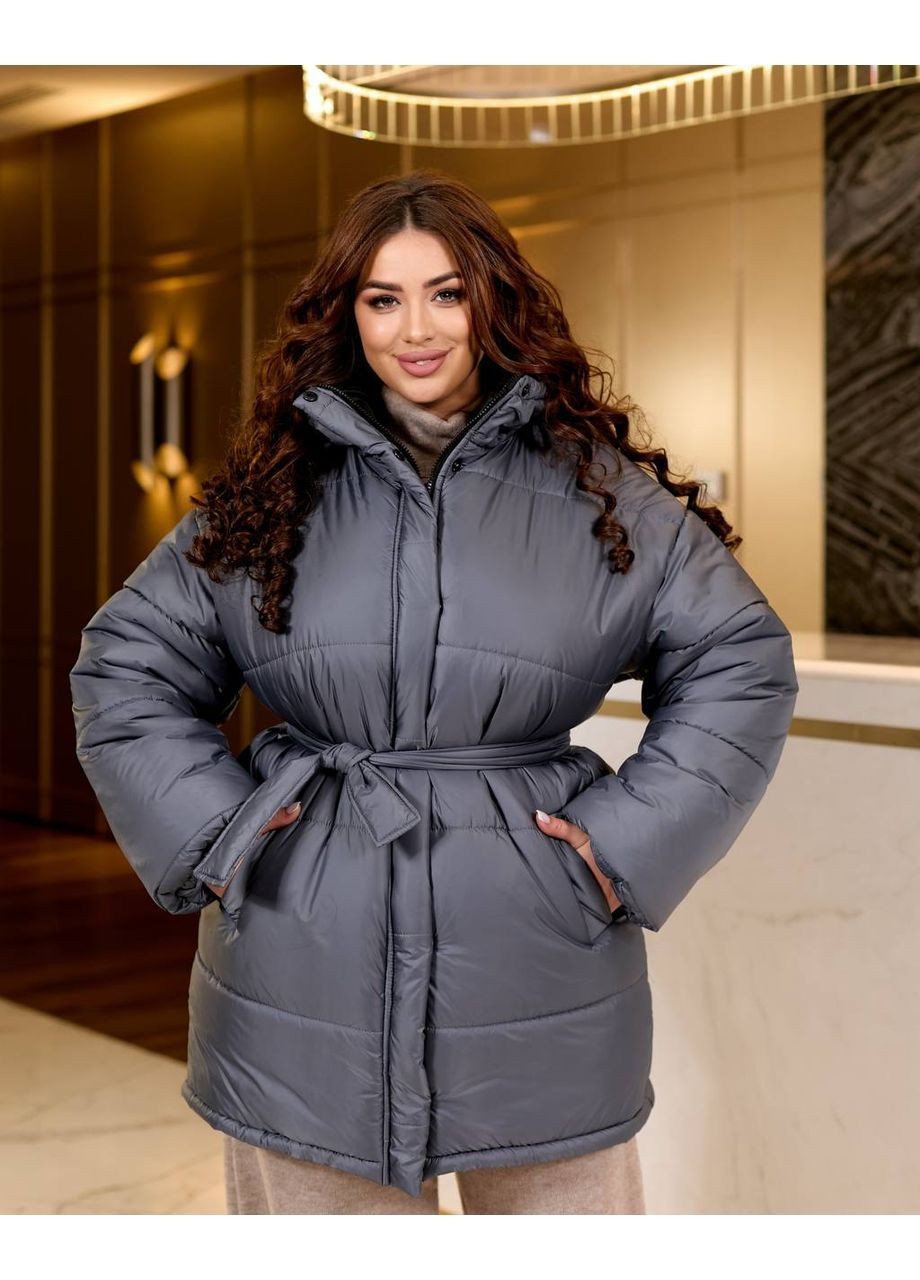 Графитовая демисезонная куртка женская тёплая Style Point