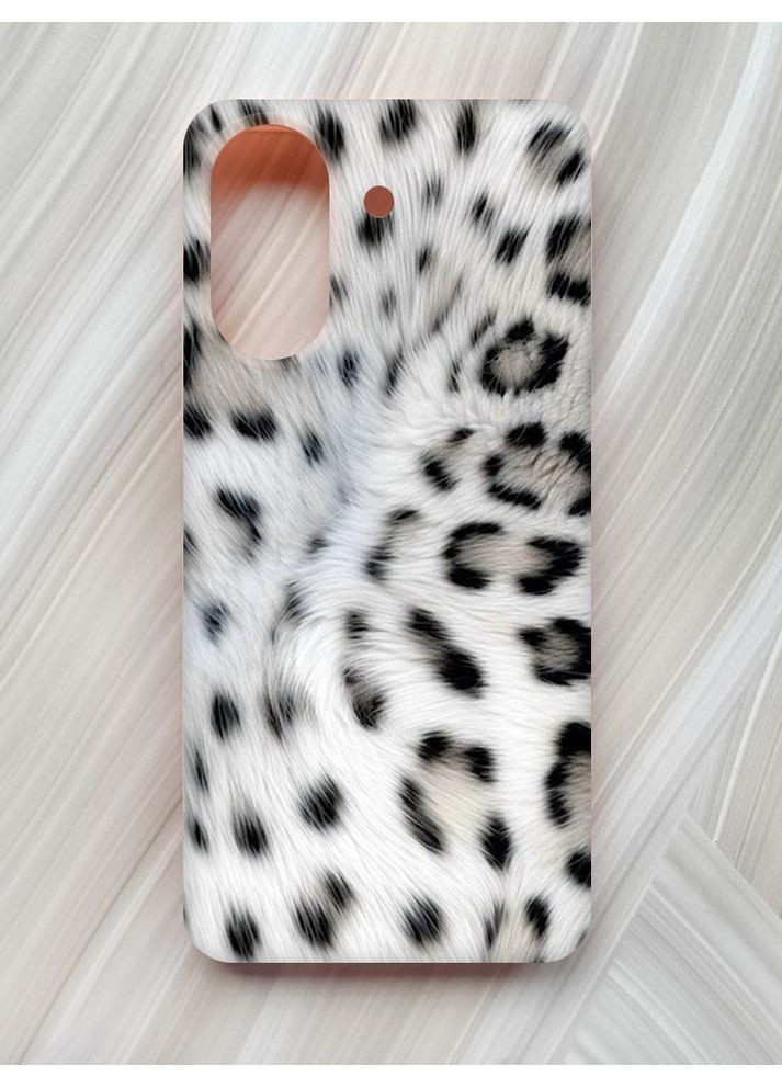 Матовий чохол з рожевими боками на Xiaomi Redmi 13C / Poco C65 Білий леопард (принт 398) Creative (355393855)
