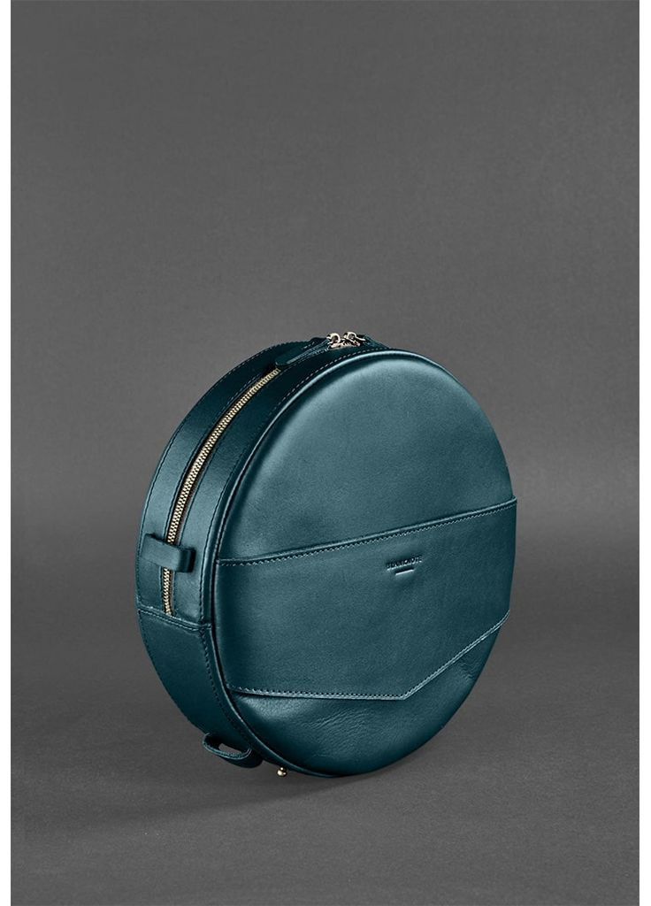 Шкіряна жіноча кругла сумка-рюкзак Maxi зелена BlankNote (348359219)