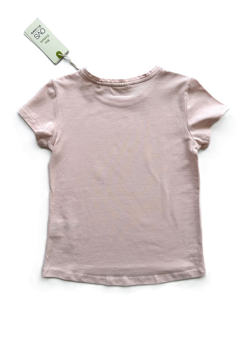 Пудровый летний комплект костюм для девочки футболка пудровая 2000-20+ леггинсы серые трикотажные 2000-96 (116 см) OVS