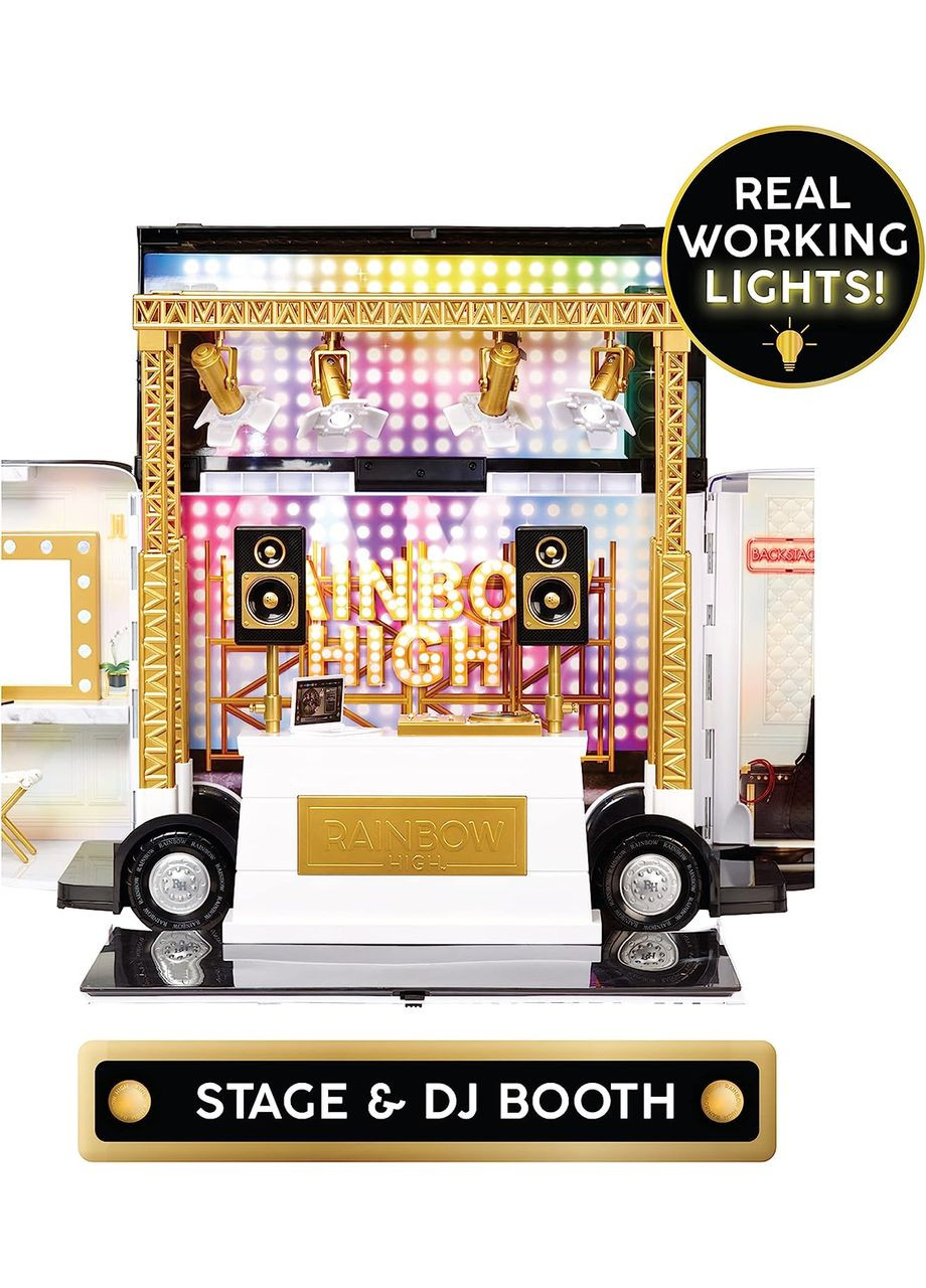 Ігровий набір для ляльок Rainbow Vision World Tour Bus & Stage 4-in-1 Light-Up Deluxe Toy Playset Rainbow High (321963673)