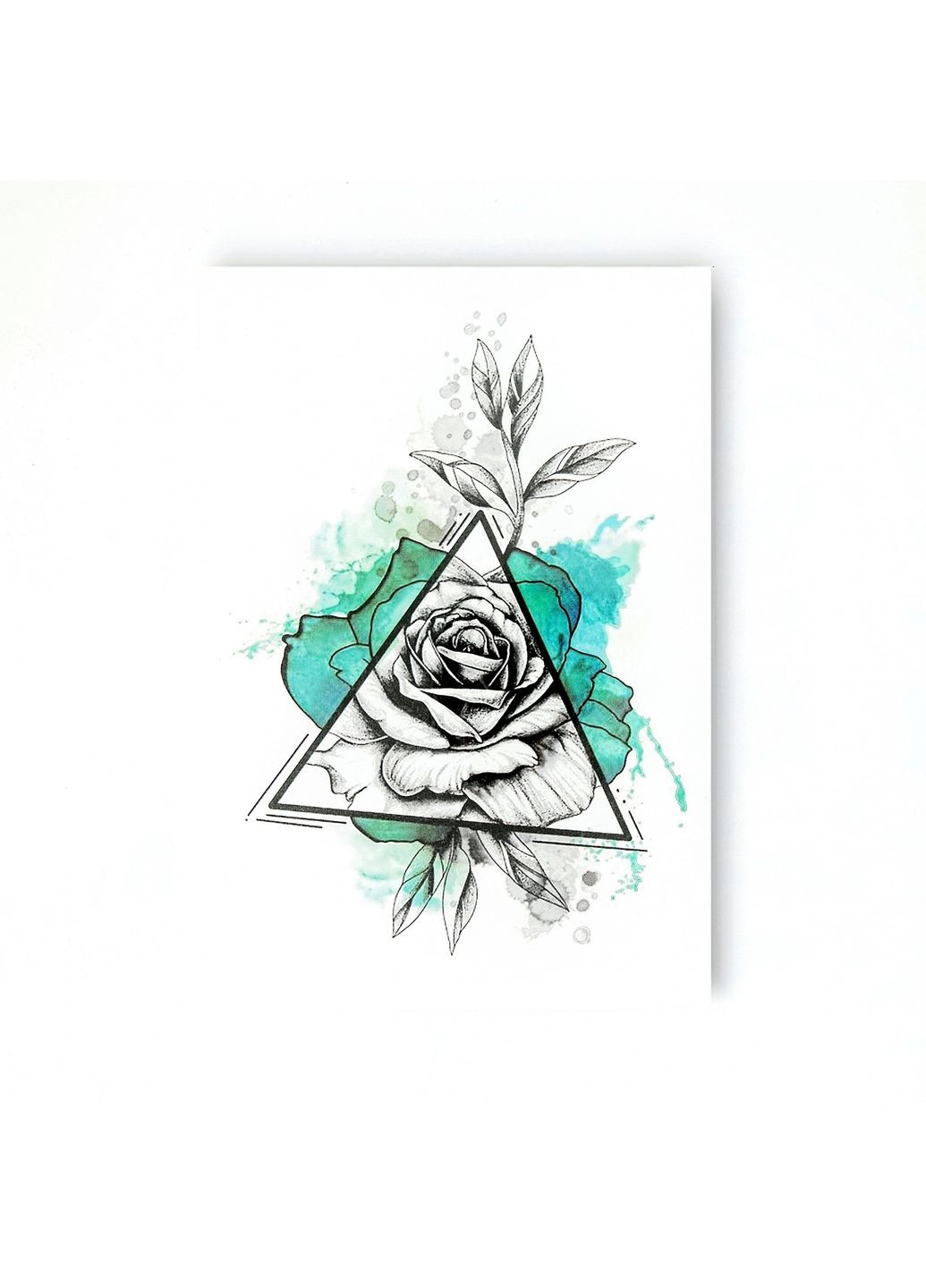 Тимчасове водостійке тату "Троянда в трикутнику кольорова" No Brand (312538006)