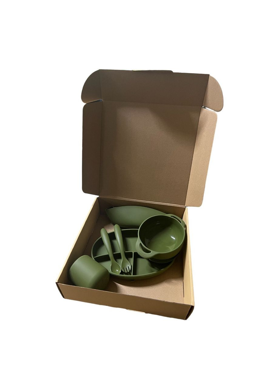 Набір силіконового посуду для першого прикорму дітей, 6 предметів, Olive oldbro (330766684)