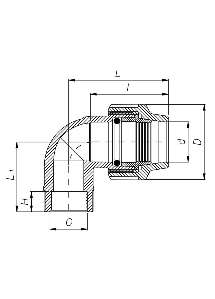 Коліно 90° ПЕ з внутрішньою різьбою 50 мм х 1 1/2" ITAL (316095191)