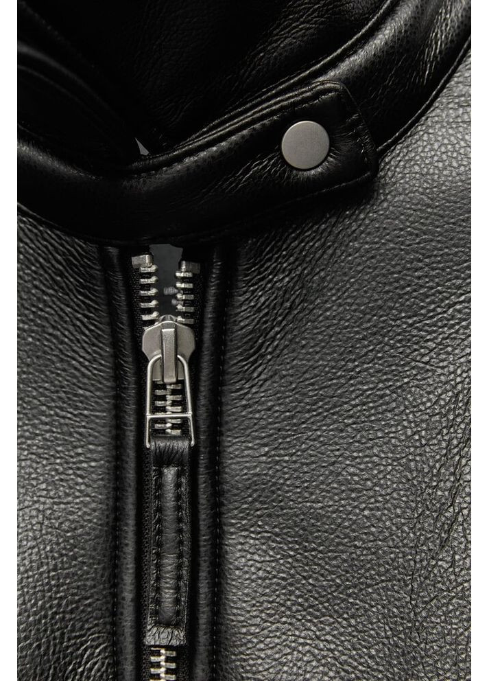 Чорна демісезонна куртка зі штучної шкіри 3548/252 Zara