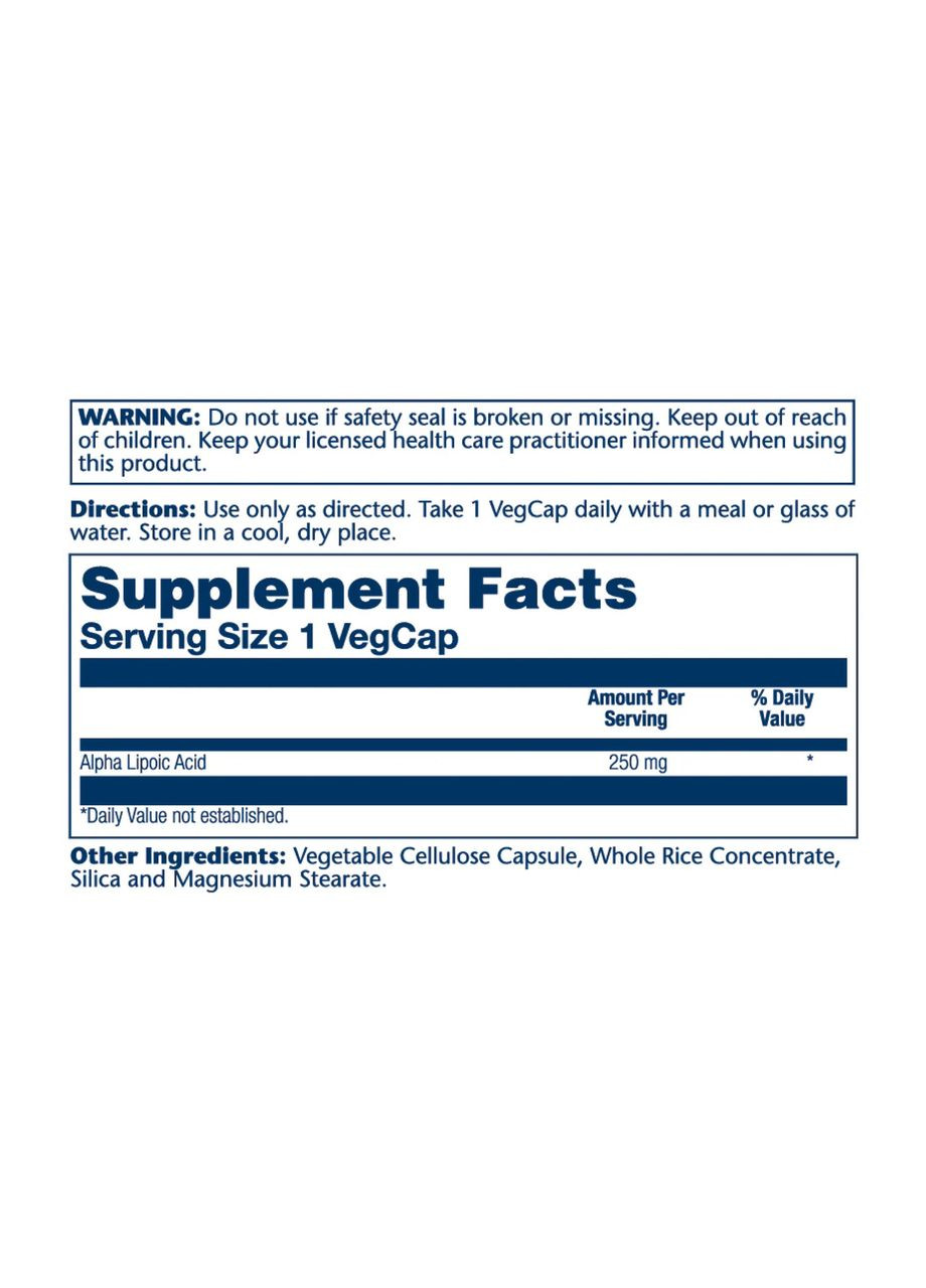 Alpha Lipoic Acid 250mg - 60 vcaps Solaray (369397687)