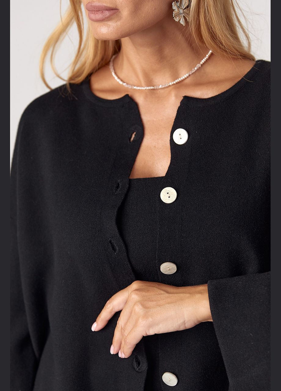 В'язаний костюм-трійка з кардиганом спідницею та топом - бежевий колір ONE SIZE (sku_5870) No Brand (327820155)