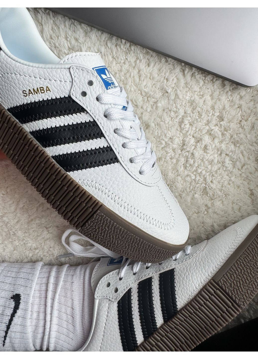 Кросівки жіночі і чоловічі Adidas Samba White Black | Адідас Самба білі No Brand білі демісезони (348782817)