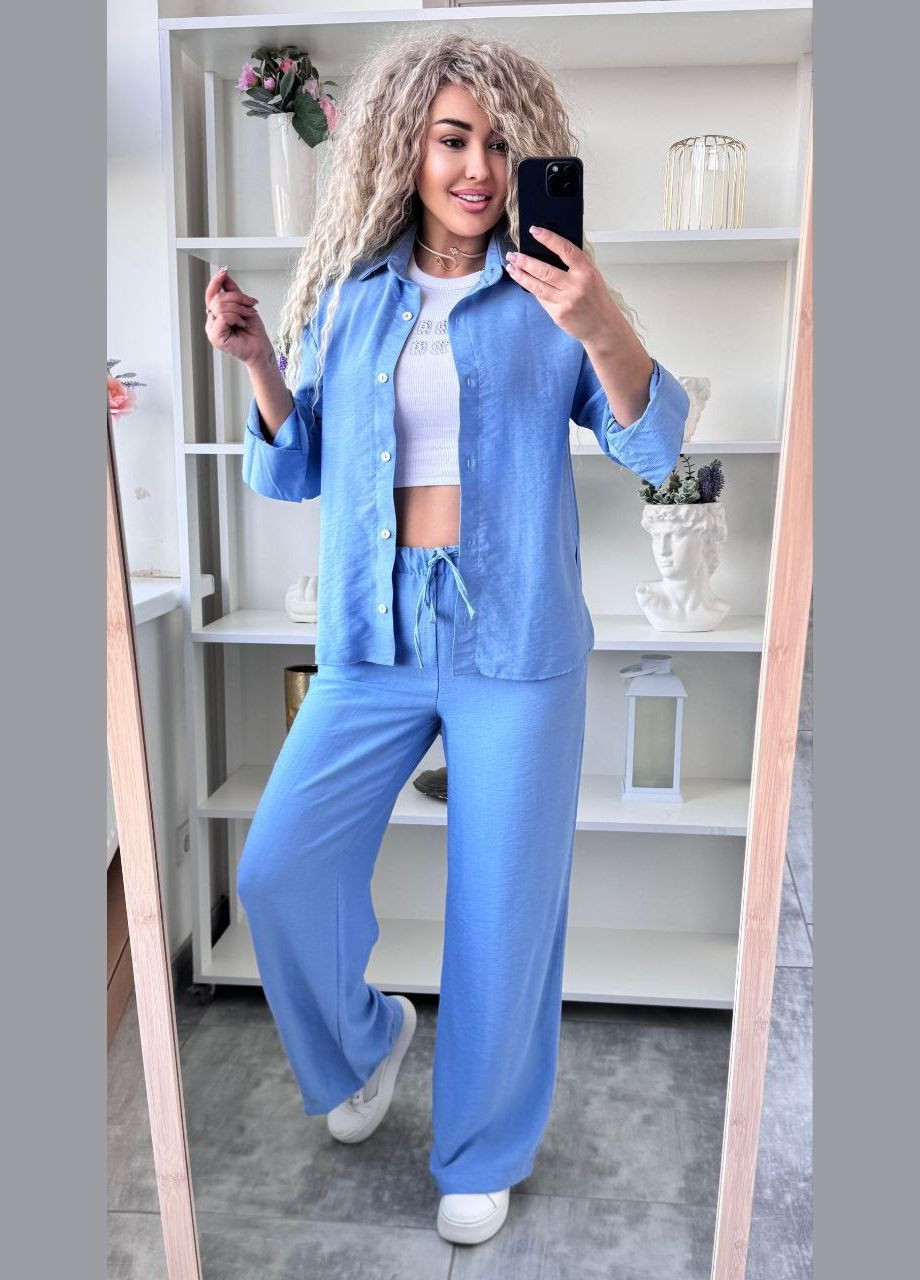 Жіночий костюм двійка з льону сорочка та штани MonCher (331605757)