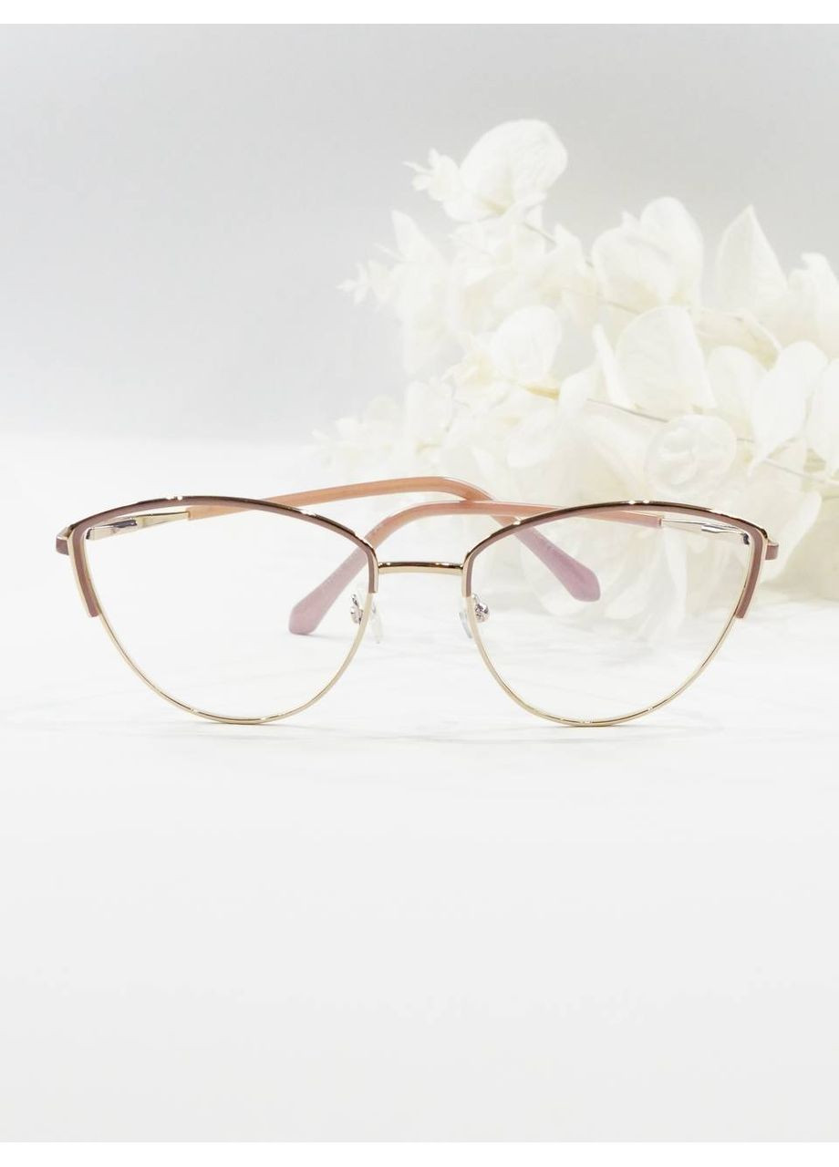 Жіночі металеві окуляри лисички для корекції зору +1.00Антиблік БлюБлокер Verse (371813131)