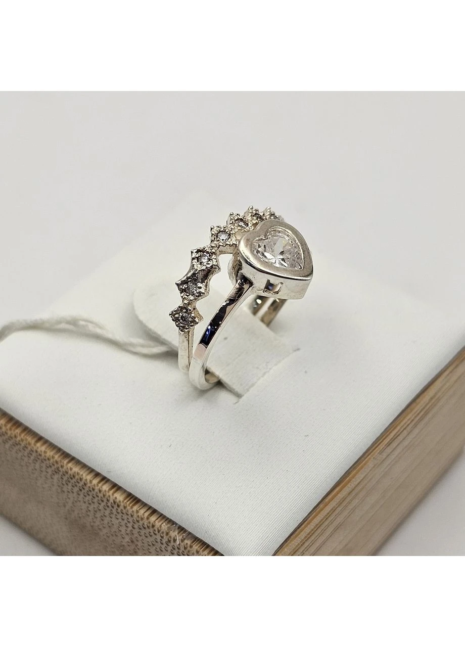 Кольцо серебряное с фианитом и золотыми напайками 14 1,92 г No Brand (391578372)